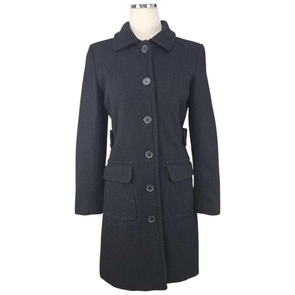 Steve & Barry’s Women's M Black Wool Blend Long Coat Button Front Dark Academia